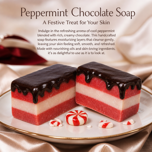Peppermint Chocolate Bliss Soap - With Mint On Top