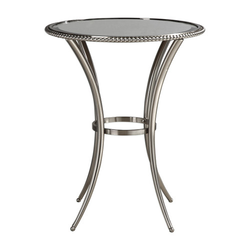 Uttermost 24760 Sherise 23 Inch Wide Metal Accent Table with Beveled Mirror Top by David Frisch