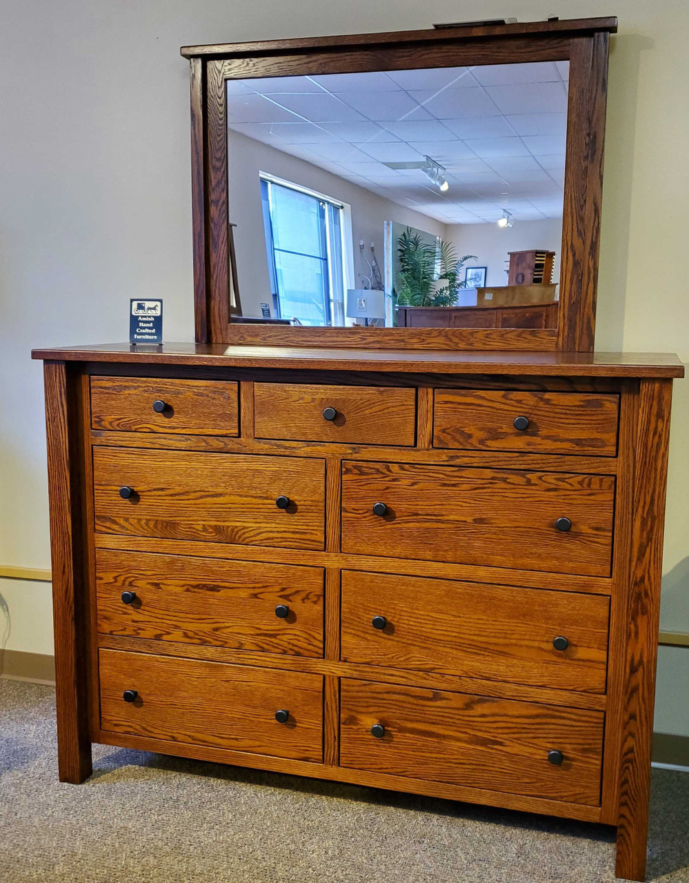 Amish oak chest of shop drawers