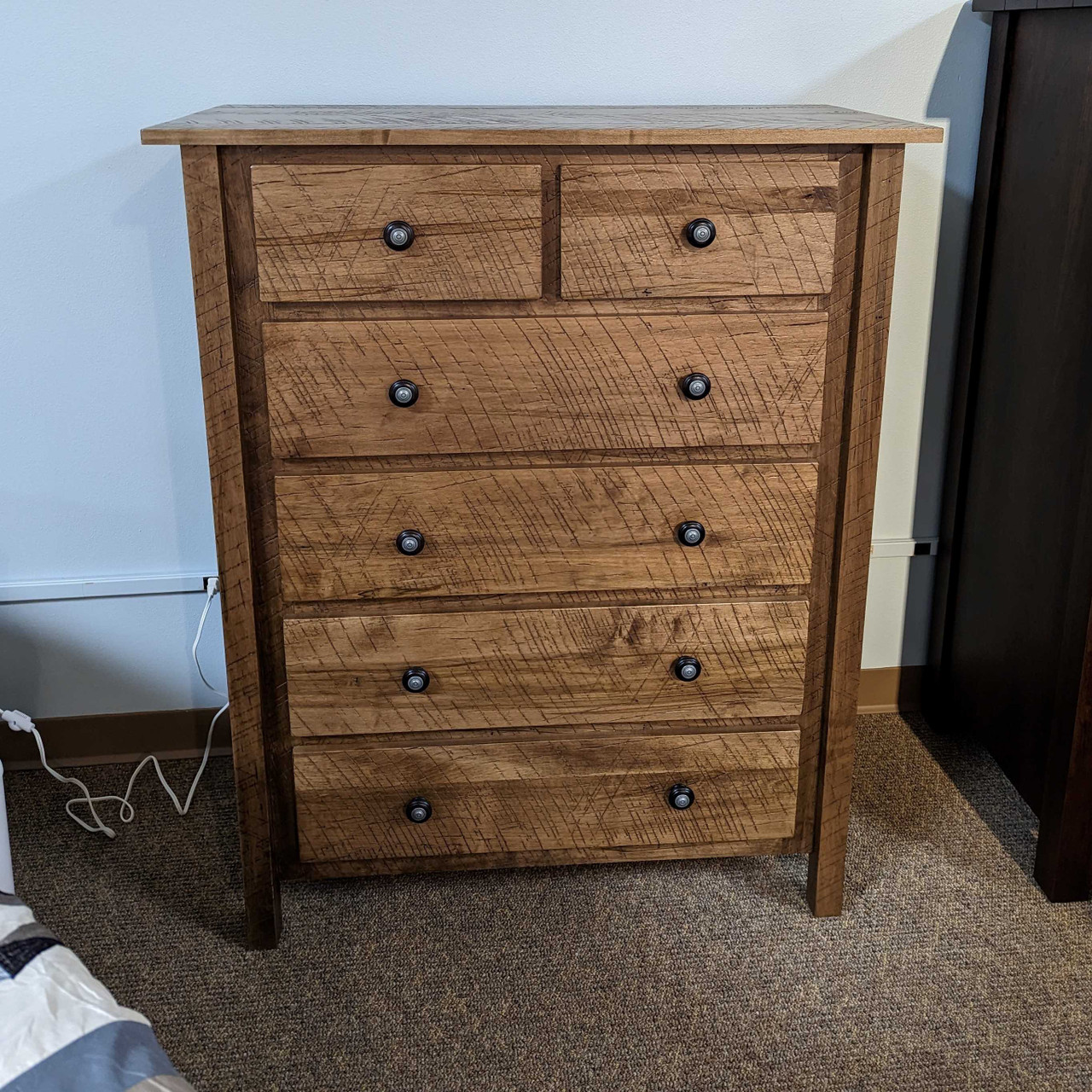 Amish 6 Drawer Chest- Rough Sawn Brown Maple