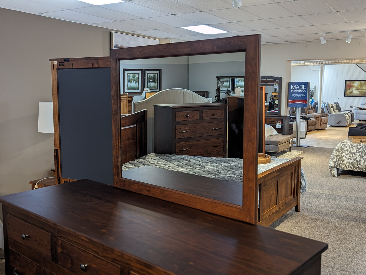 black dress nearby Farmhouse Dresser, Rustic Cherry, Rich Tobacco