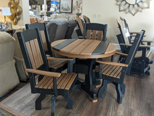 Amish made 40" round outdoor dining room table set
