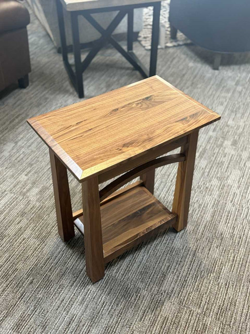Amish made side table solid rustic walnut