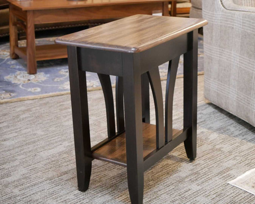 Amish Made Contemporary Chairside Table Small Elm Grey Top