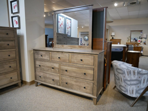 Amish dresser and mirror- Madison in Maple and Sandstone finish