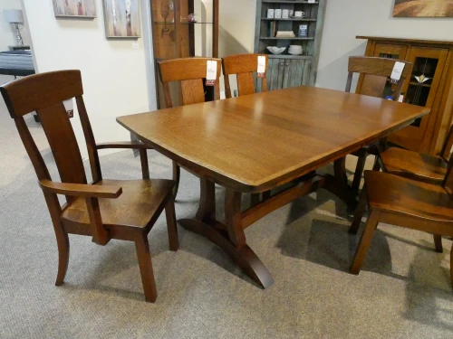 Amish Regal Craftsman Trestle Table Set