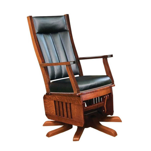 Amish Mission Swivel Glider- Leather Amish Buckeye Swivel-1
