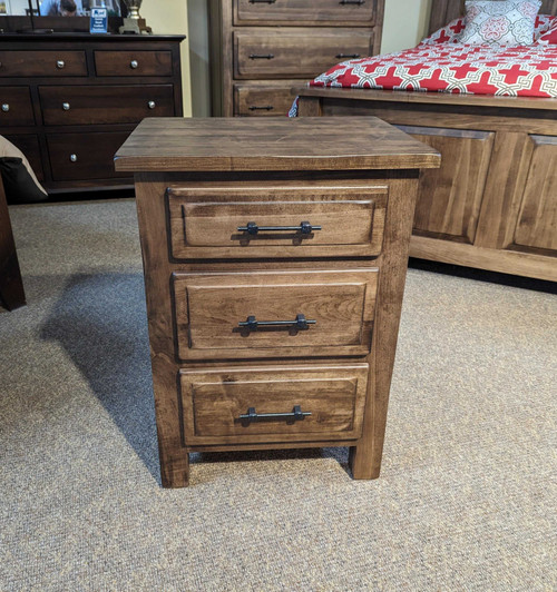 Amish Yoder's Hand Planed Solid Maple 3 Drawer Nightstand Hand Planed Nightstand