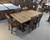 Amish Handcrafted Rustic Hickory & Walnut Dining Set - 42" x 72" Trestle Table with Leaves