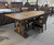 Amish Handcrafted Rustic Hickory & Walnut Dining Set - 42" x 72" Trestle Table with Leaves