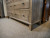Amish dresser and mirror- Madison in Maple and Sandstone finish base detail