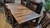 Amish Woodside Rough Sawn Maple Houston Leg Table Set Amish Woodside