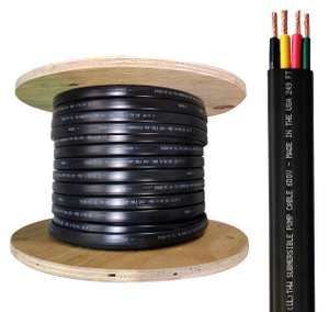 500 feet reel, 10/3 w/ Ground, flat HD copper submersible pump wire, UL listed, discounted 500 feet reel, 10/3 w/ Ground, flat HD copper submersible pump wire, UL listed, discounted
