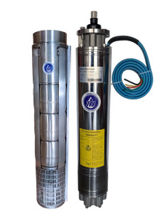 8" Submersible pump, stainless steel wet-end and motor, water filled cooling