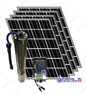 4" 2200W (3HP) 75GPM (075-04) Solar Submersible Deep Well Pump, 3200W Solar Panel, 120 feet Cable Complete Kit