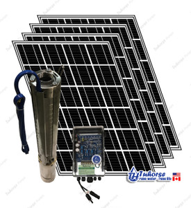 4" 500W 22GPM Solar Submersible Deep Well Pump w/ 3x 100W Solar Panels, 100 feet 12/2 AWG Cable Complete Kit
