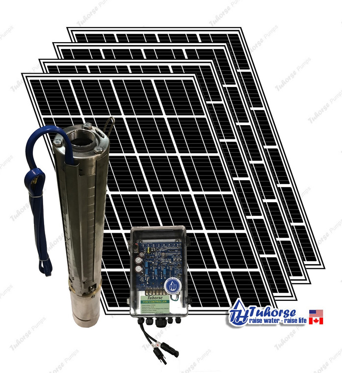 Tuhorse centrifugal deep well solar pump w/ controller + solar panels
