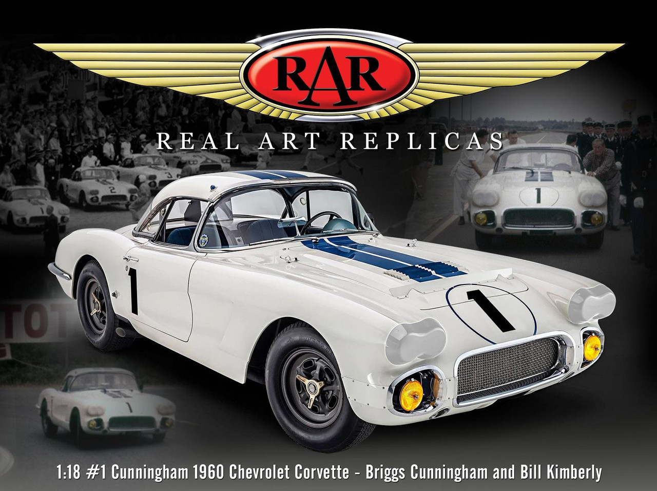 1 CUNNINGHAM Diecast 1960 CHEVROLET CORVETTE - 1960 24 HOURS OF LE