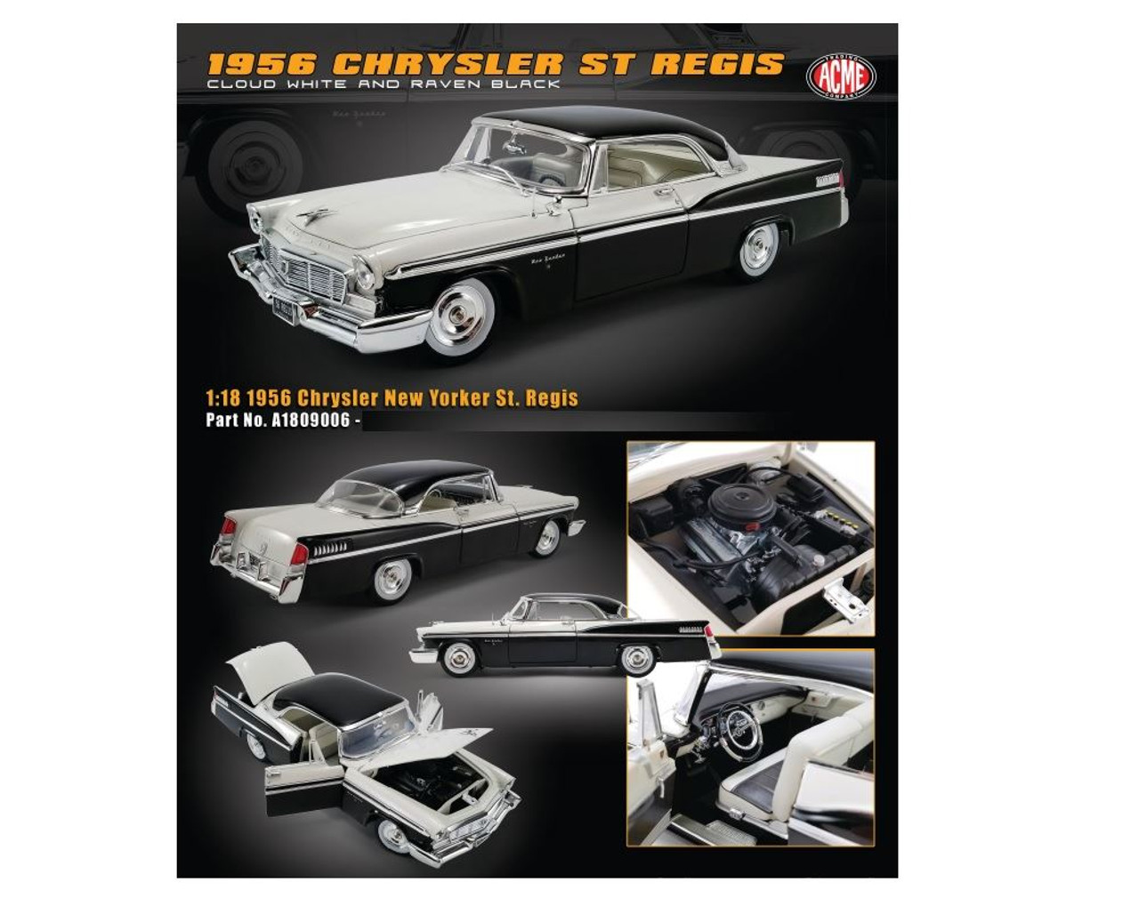 Acme Diecast 1:18 Scale 1956 Chrysler New Yorker St. Regis - White 