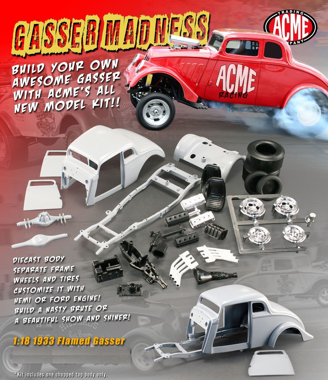 ミニカー 1/18 ACME 1957 シボレー・ベルエア 赤色Mr. Gasser