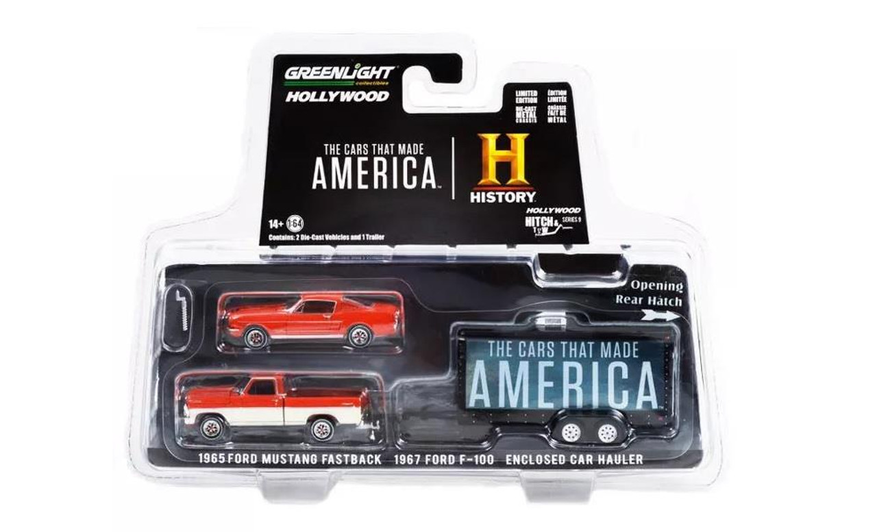 Greenlight 1:64 Hollywood Hitch & Tow 1965 Ford Mustang Fastback/1967 Ford  F-100 Truck - History CMA