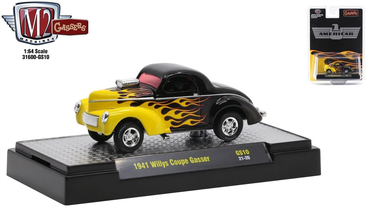 M2 Machines 1:64 Scale Willys Americar 1941 Coupe Gasser with Flames  31600-GS10