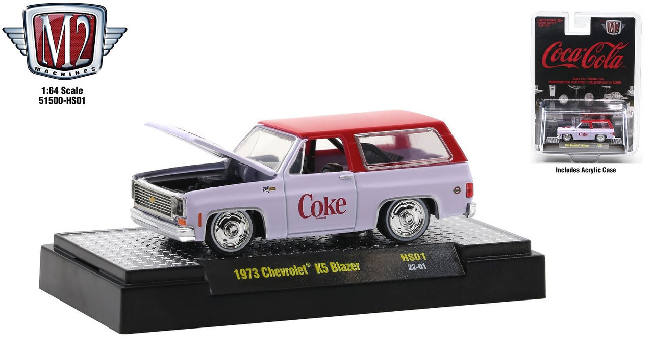 M2 Machines 1:64 Coca-Cola 1973 Chevrolet K5 Blazer (White/Red) 51500-HS01