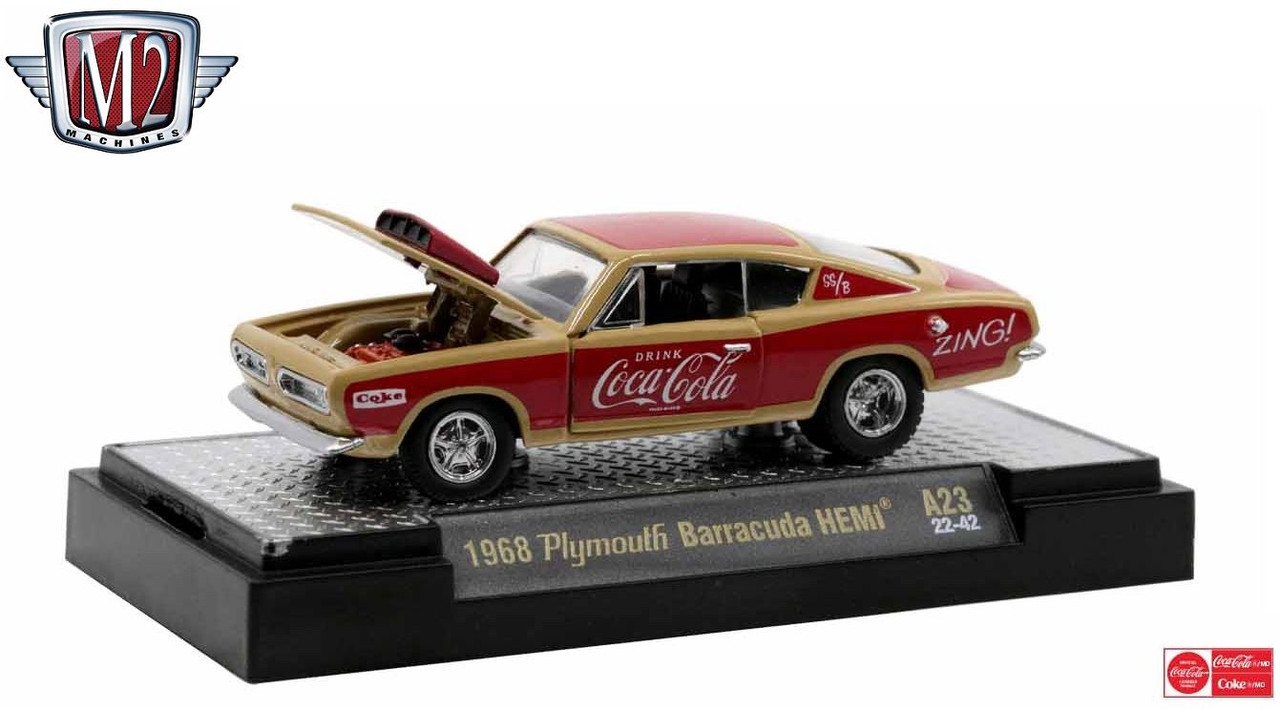 M2 Machines 1:64 Coca-Cola 1968 Plymouth Barracuda HEMI 52500-A23