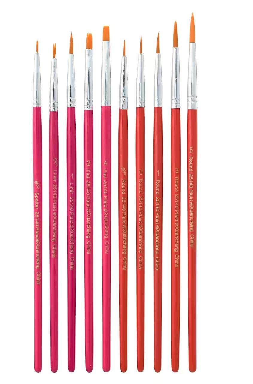 Mod Podge Detail Brushes 10PK Assorted Paint Brushes 25140 Retro Hobby