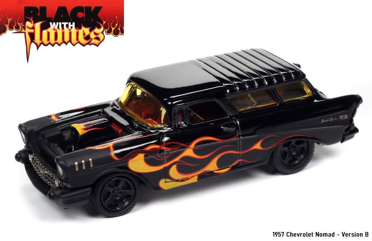 Johnny Lightning 1:64 Scale 1957 Chevrolet Nomad (Yellow Flames