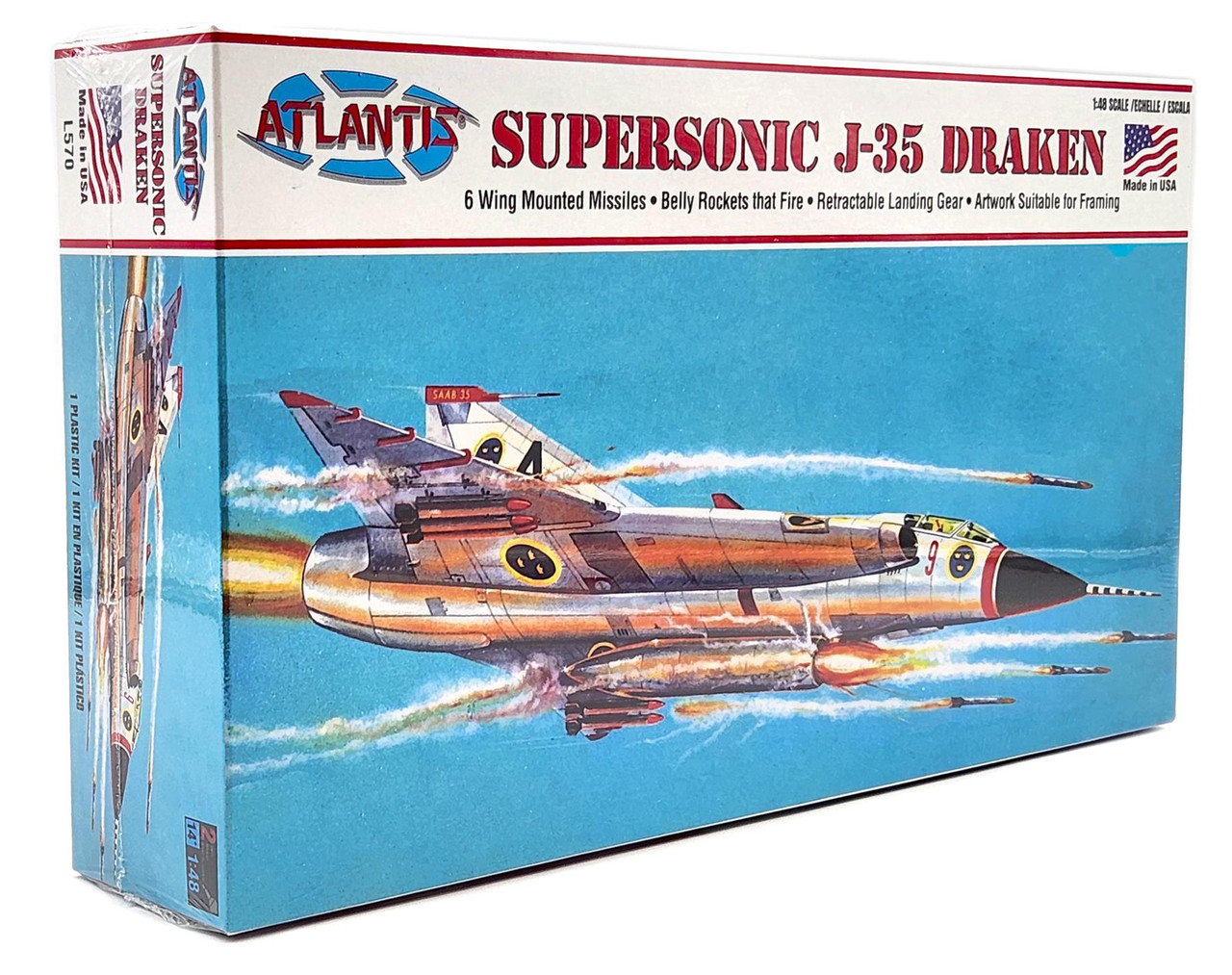 Atlantis 1:48 Scale Supersonic J-35 Draken with Firing Missiles
