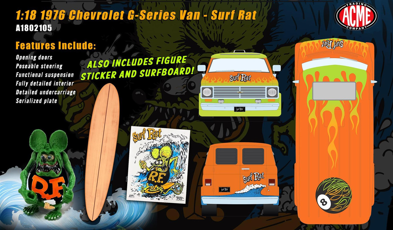 Acme 1:18 Scale 1976 Chevrolet G-Series Van - Rat Fink A1802105