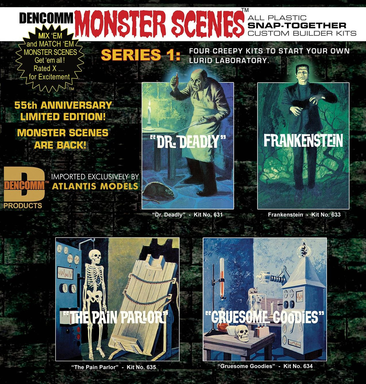 Atlantis Dencomm 1:13 Scale Monster Scenes Series 1 Model Kits