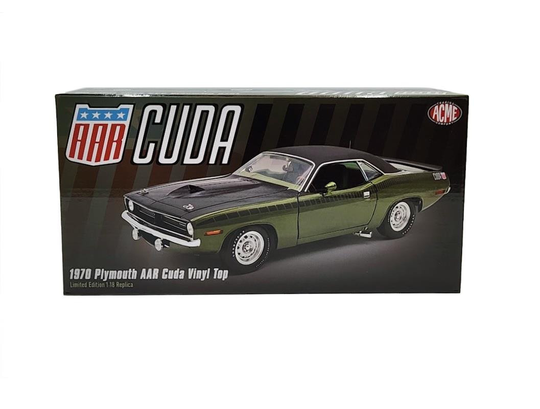 Acme 1:18 Scale 1970 Plymouth AAR Cuda Vinyl Top (Ivy Green