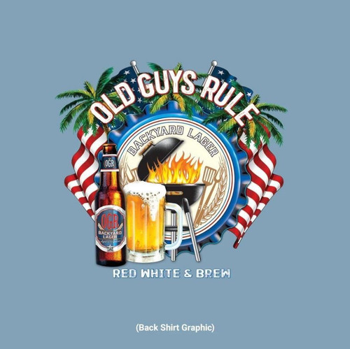 Old Guys Rule "Red White & Brew" Backyard Lager BBQ T-Shirt, 2XL