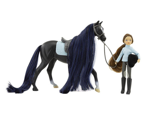 New Breyer Horses Collectible Thoroughbred Jet & English Rider Charlotte Freedom 1:12 Scale - 61145