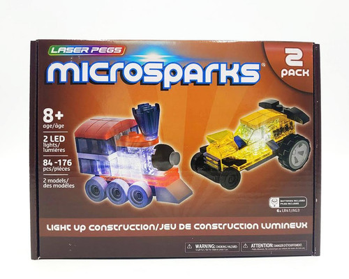 Laser Pegs Light-Up MicroSparks Vehicle Street Racer/Train 2 Pack 52003