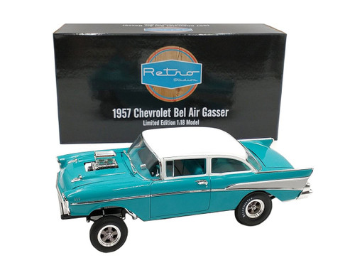 New Acme Diecast Retro Studios 1:18 Scale 1957 Chevrolet Bel Air Gasser, Blue A1807010RS