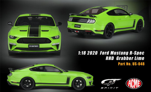 Acme GT Spirit 1:18 Resin 2020 Ford Mustang R-Spec - RHD (Grabber Lime) US-048