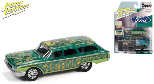 Johnny Lightning 1:64 Scale 1960 Ford Country Squire with Collector Tin - Rat Fink (Teal/Orange) JLSP146-B
