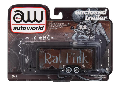 Auto World 1:64 Scale Enclosed Trailer - Rat Fink (Gun Metal Flatz) AWSP119