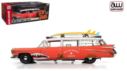 Auto World 1:18 Scale 1959 Cadillac Eldorado Ambulance Surf Shark AW312