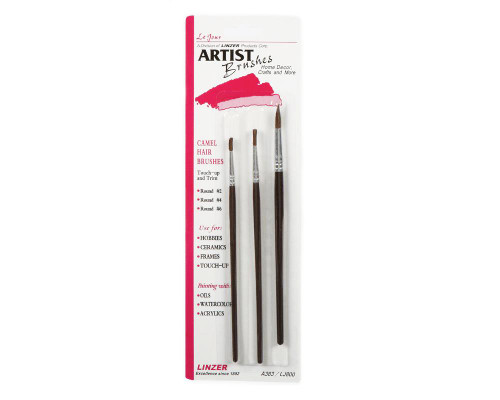 Linzer 3 Assorted Round Artist Paint Brush Set A383