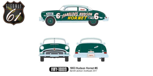 Greenlight Highway 61 1:18 Scale 1953 Hudson Hornet #6 "Fabulous Hudson Hornet" HWY-18009