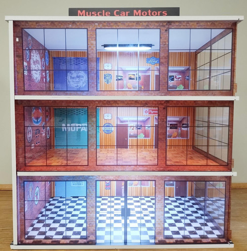 YCID 1:18 Muscle Car Motors 3-Level Diorama (Right-Side Windows) MM3R