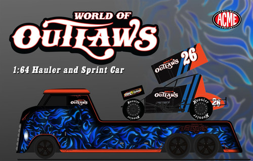 Acme 1:64 Scale 2026 World of Outlaws Custom Hauler and Sprint Car Acme 1:64 Scale 2026 World of Outlaws Custom Hauler and Sprint Car