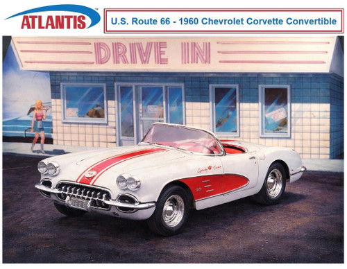 Atlantis 1:25 Scale U.S. Route 66 - 1960 Chevrolet Corvette Convertible Model Kit H1203