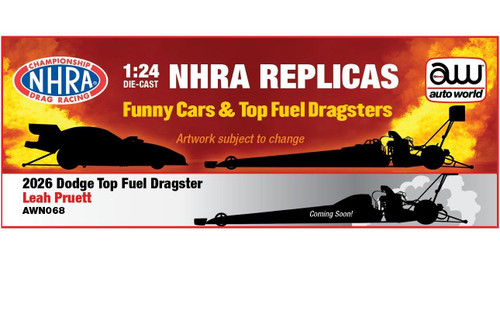 Auto World 1:24 NHRA 2026 Leah Pruett Dodge Top Fuel Dragster AWN068