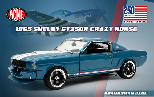 Acme 1:18 Scale 1965 Shelby GT350R Crazy Horse USA (Guardsman Blue) A1801895USA