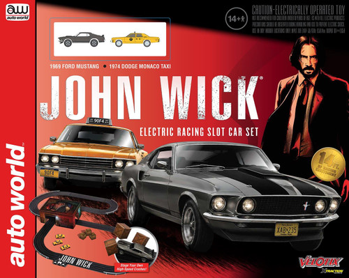 Auto World 14' John Wick Slot Race Set HO Scale SRS370